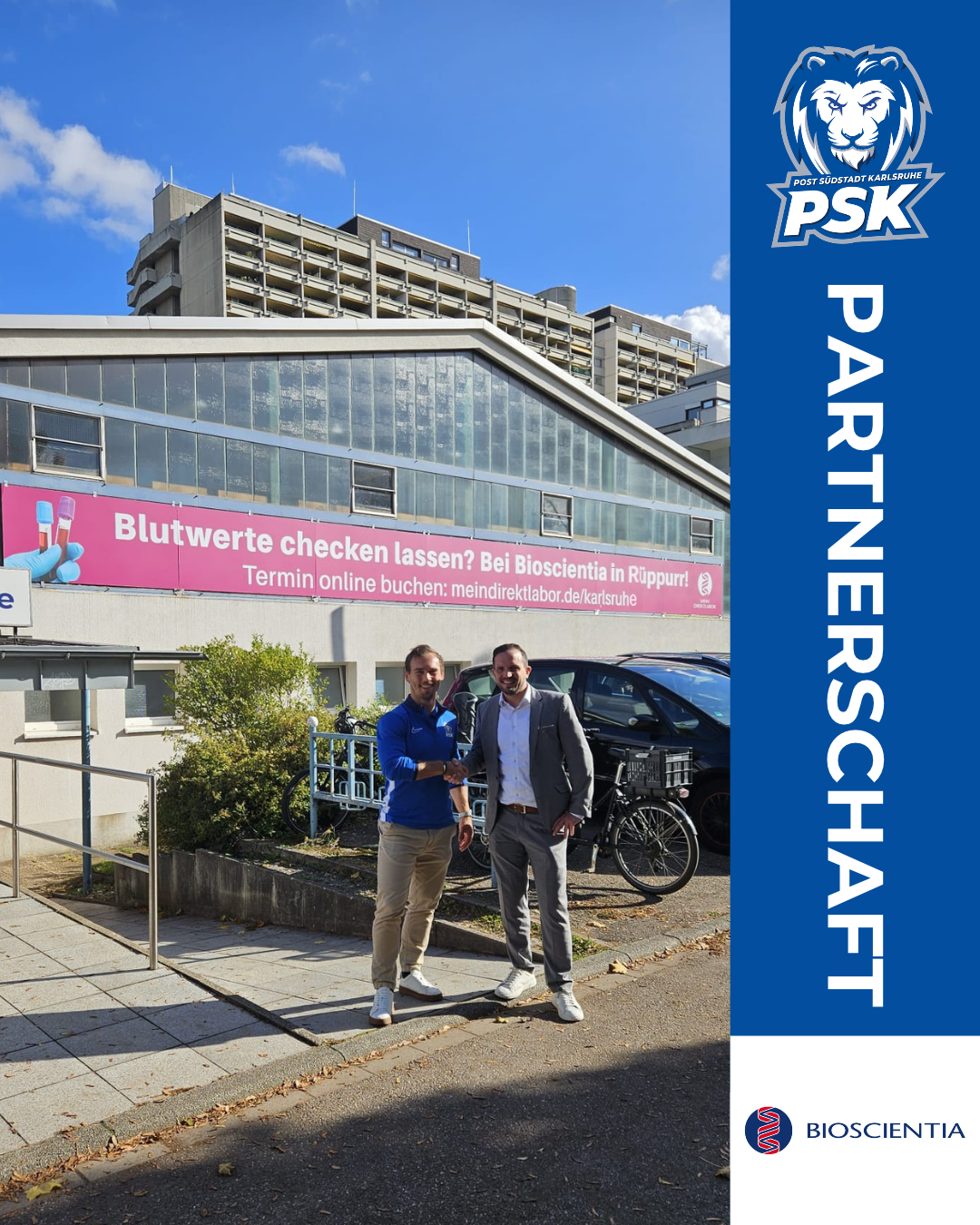 Neue Partnerschaft: Bioscientia Karlsruhe wird Premium-Partner des Post Südstadt Karlsruhe e. V.